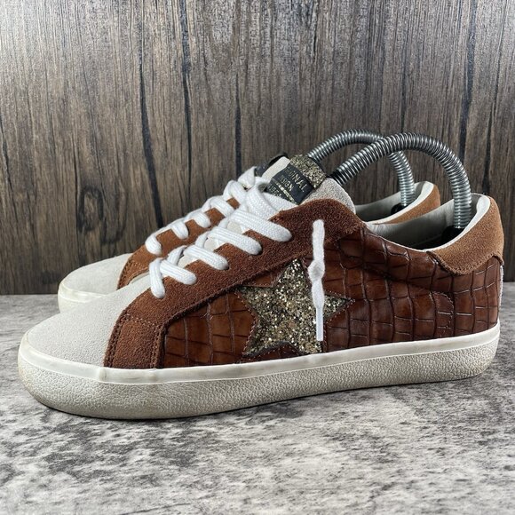 Vintage Havana Punch Sneaker Brown Croco Size 8 Slip On Leather Detail Sequence - Picture 4 of 10